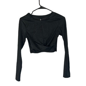 Victoria's Secret Sport Black Long Sleeve Athletic Cut Out Crop Top Women Sz XS
